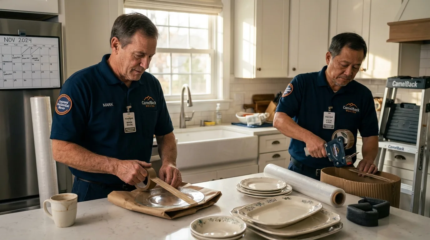 Professional crew packing kitchen dishware in Frostproof, FL